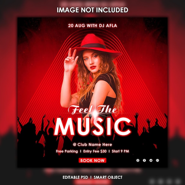 PSD night club music dj party flyer social media post music banner music party post szablon