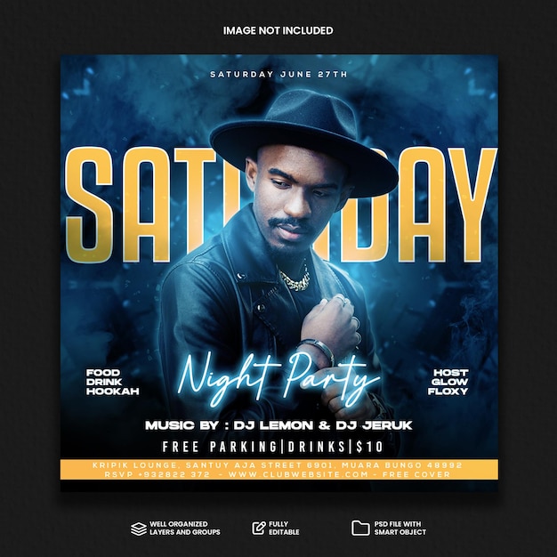 Night club party event social media post template