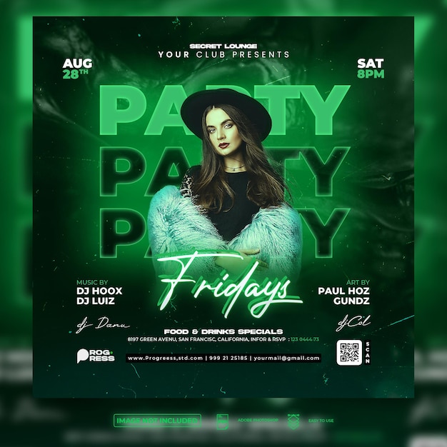 Night club party flyer or poster template