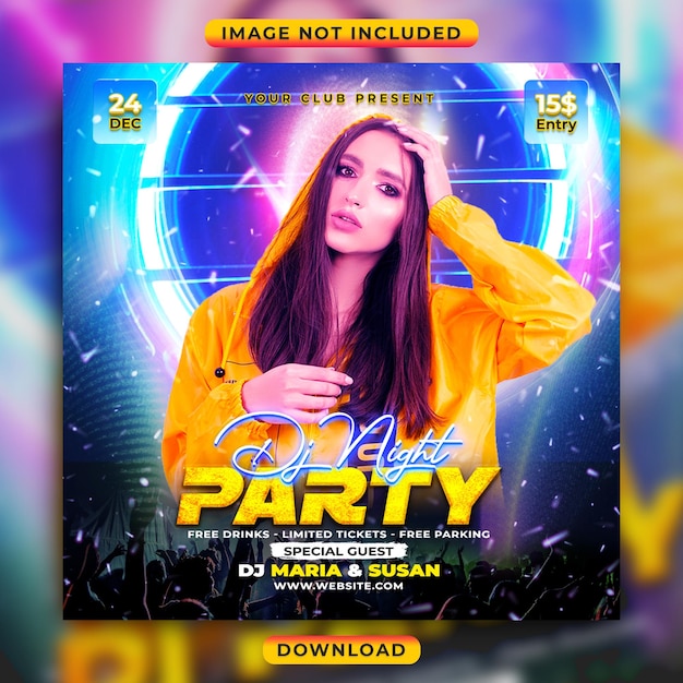 Night club party flyer or social media banner template