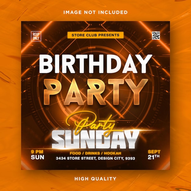 Night club party flyer social media design template