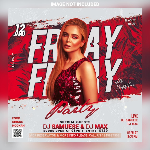 Night club party flyer social media post en webbannersjabloon psd