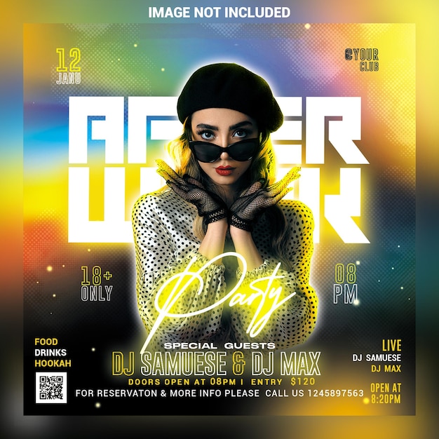 Night club party flyer social media post en webbannersjabloon psd