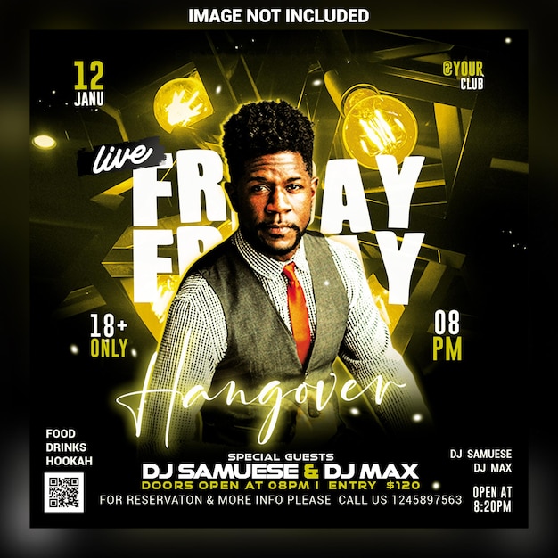 Night Club party flyer social media post en webbannersjabloon Psd