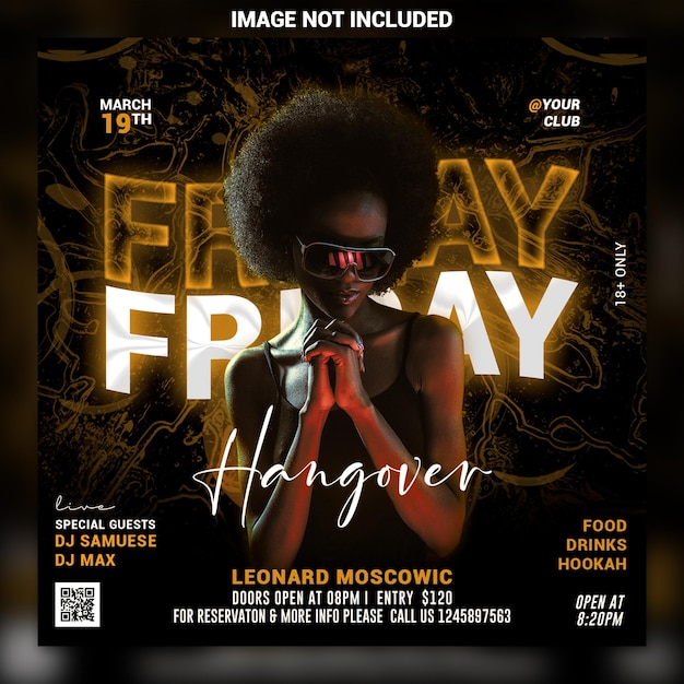 Night club party flyer social media post en webbannersjabloon psd