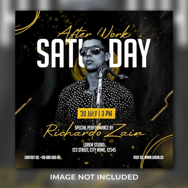 PSD night club party flyer social media post template banner