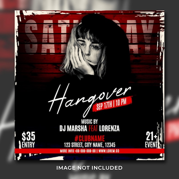 Night club party flyer social media post template banner