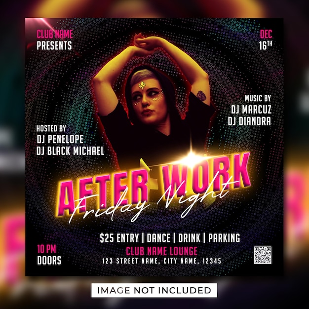 Night club party flyer social media post template banner