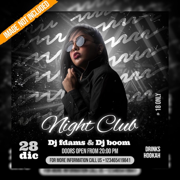 Night club party flyer social media post template psd