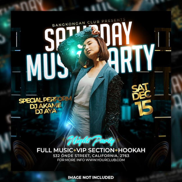 Night club party flyer social media post template