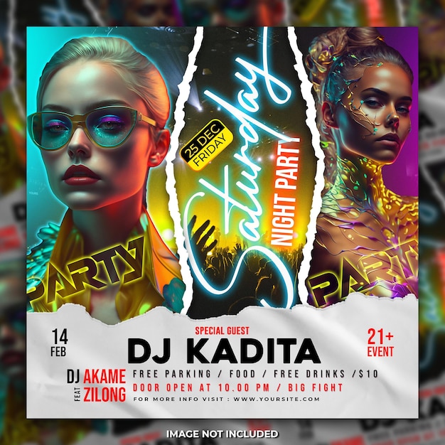 Night club party flyer social media post template