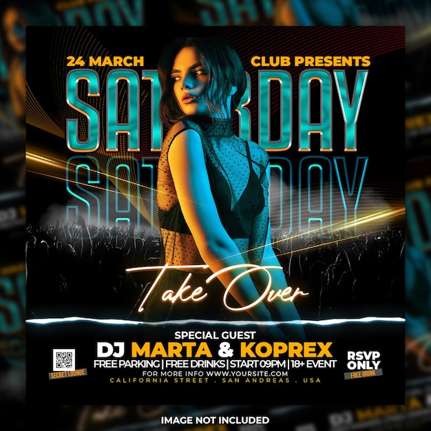 Night club party flyer social media post template