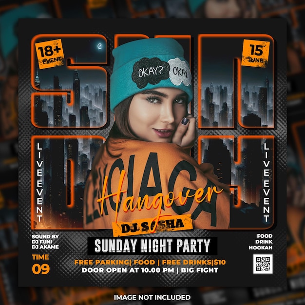 Night club party flyer social media post template