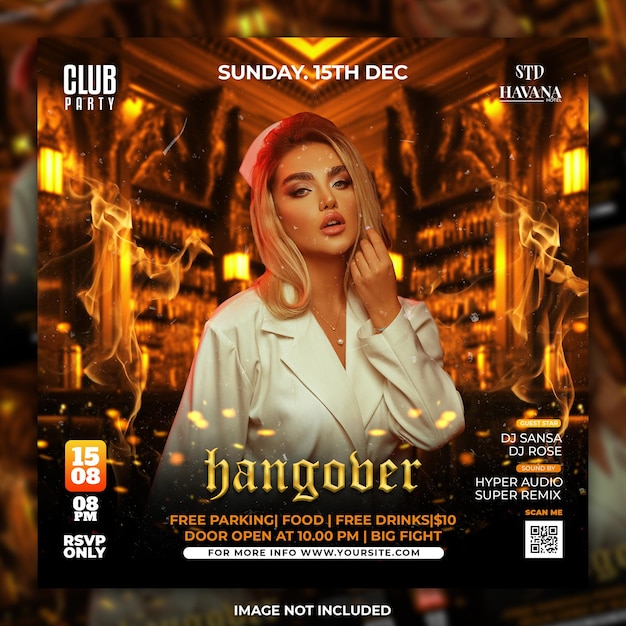 Night club party flyer social media post template