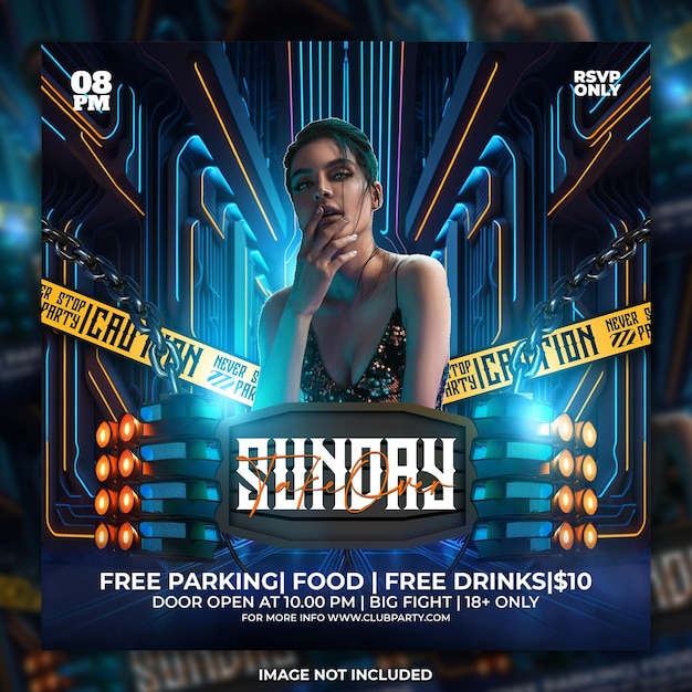 Night club party flyer social media post template