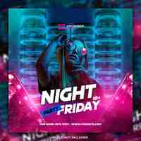 PSD night club party flyer social media post template