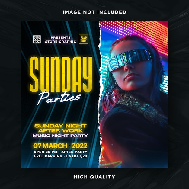 Night club party flyer social media post template