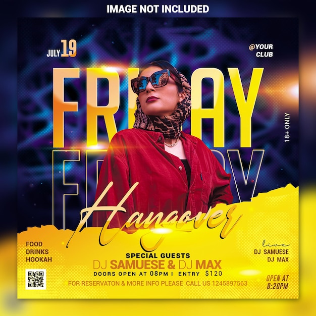 Night club party flyer social media post and web banner template psd