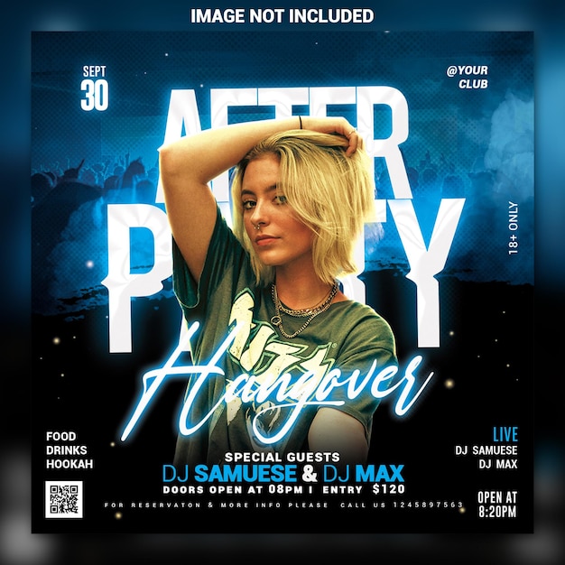 Night club party flyer social media post and web banner template psd