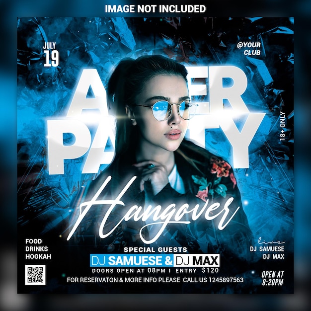 PSD night club party flyer social media post and web banner template psd