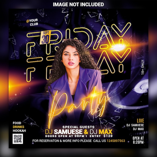 PSD night club party flyer social media post and web banner template psd