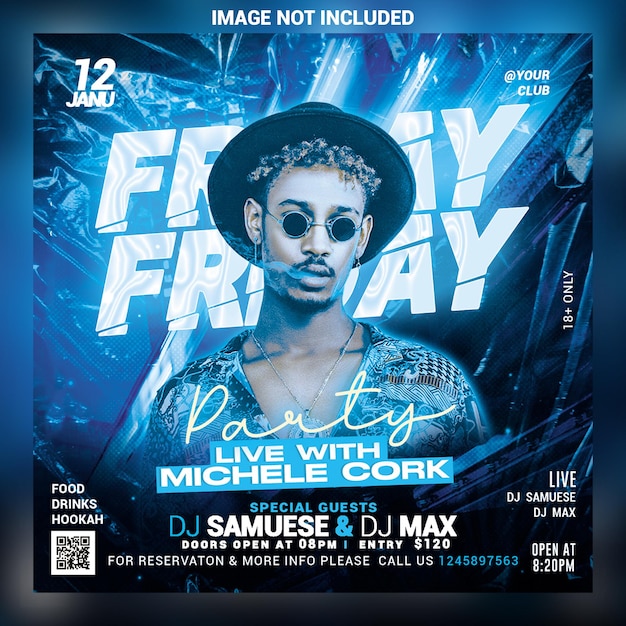 Night club party flyer social media post and web banner template