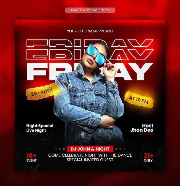 Night club party flyer social media post web banner template