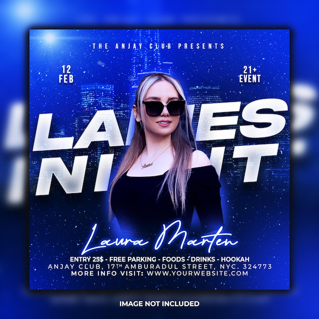 PSD night club party flyer social media post web banner template