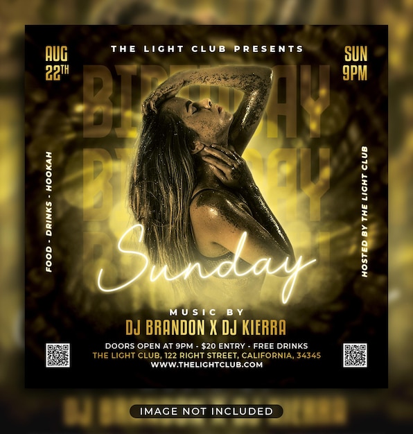 Night club party flyer social media post and web banner