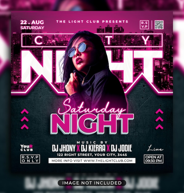 Night club party flyer social media post and web banner