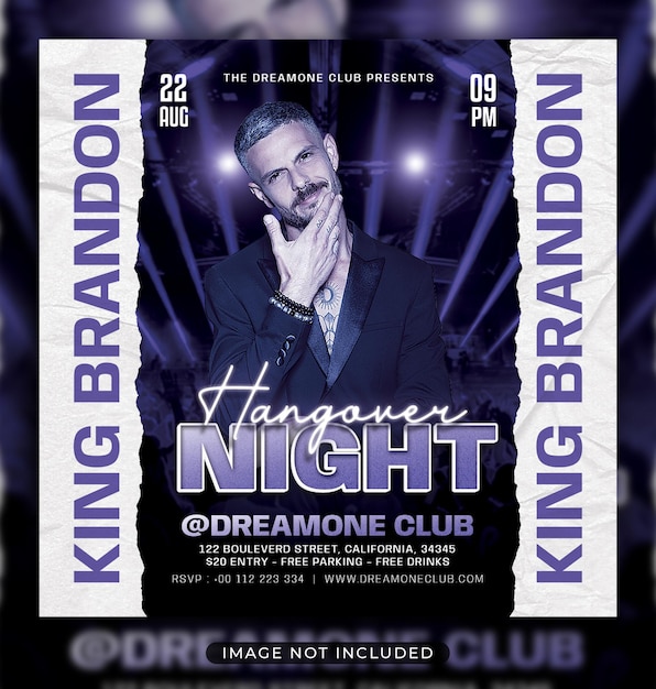 PSD night club party flyer social media post and web banner