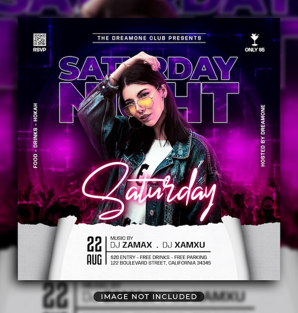 Night club party flyer social media post and web banner