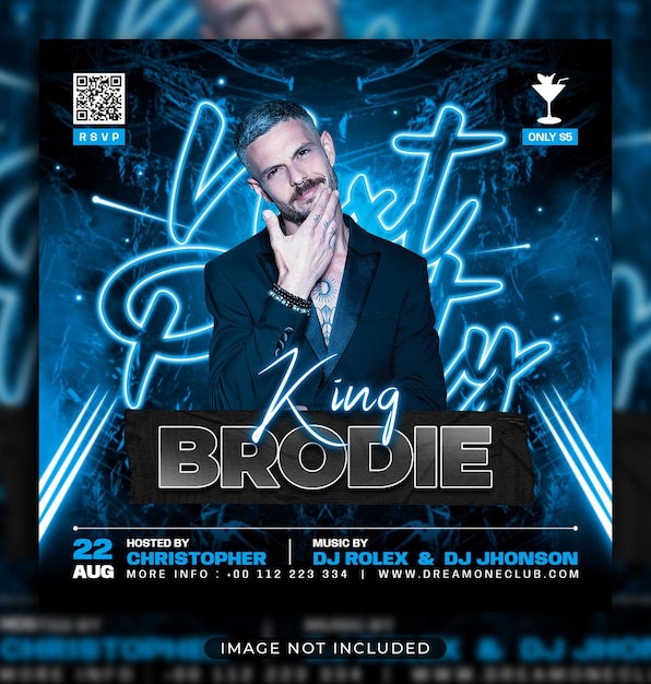 PSD night club party flyer social media post and web banner