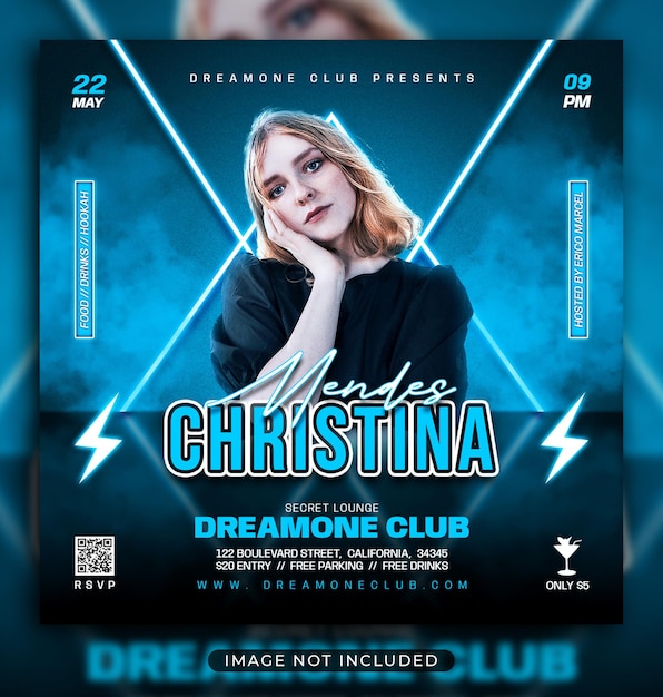 PSD night club party flyer social media post and web banner