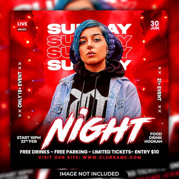 Night club party flyer social media post