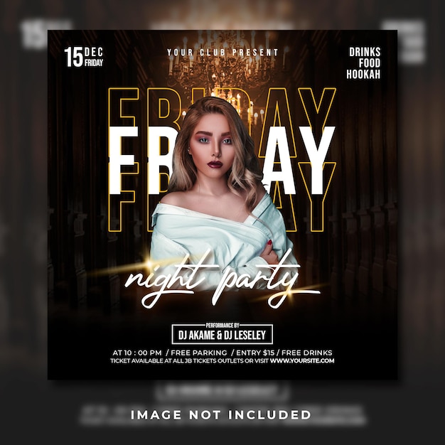 Night club party flyer social media post