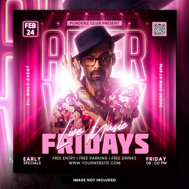 Night club party flyer social media post