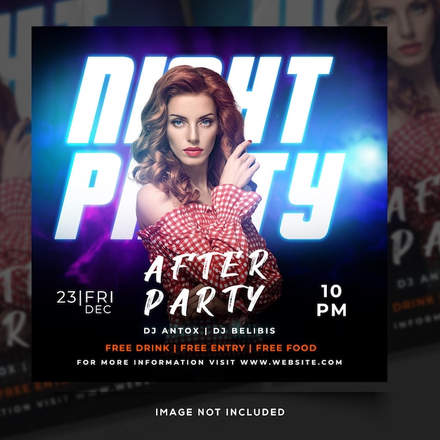 Night club party flyer social media post