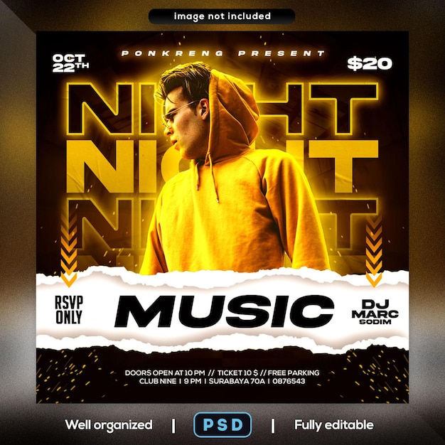 Night club party flyer social media post