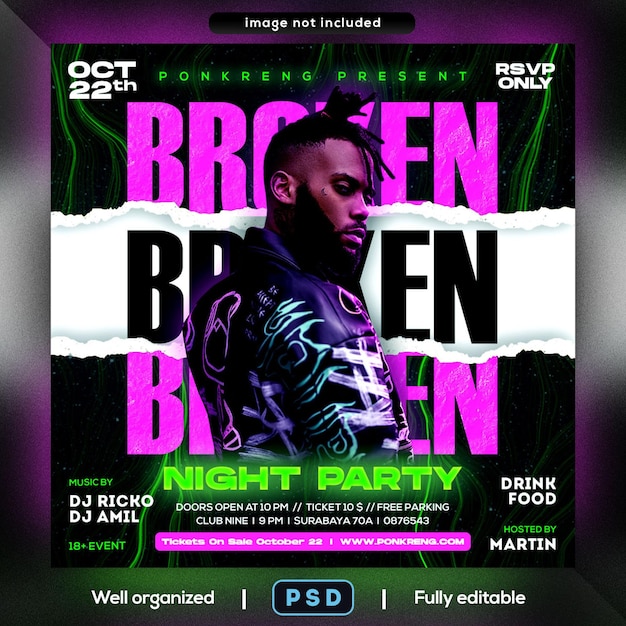 Night club party flyer social media post