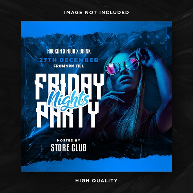 PSD night club party flyer social media promotional design