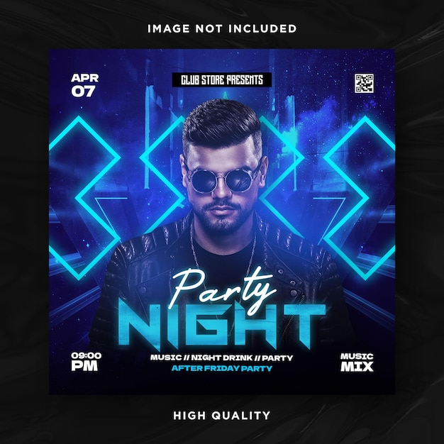 PSD night club party flyer social media promotional design