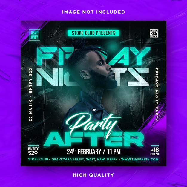 Night club party flyer template design