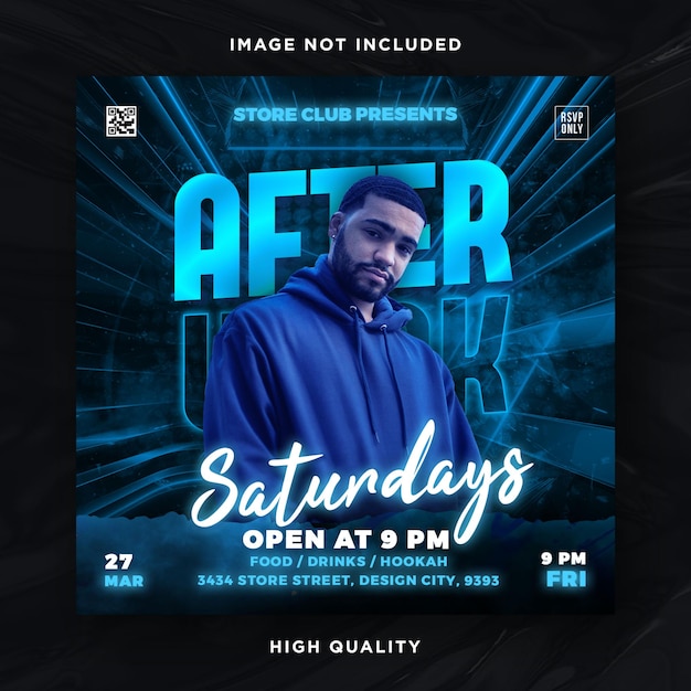 PSD night club party flyer template design