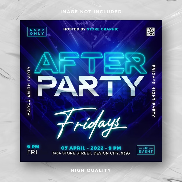 PSD night club party flyer template design