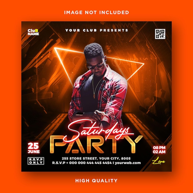 PSD night club party flyer template  dj music poster design