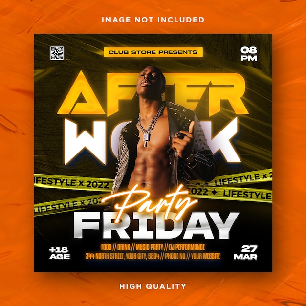 Night club party flyer template and social media design