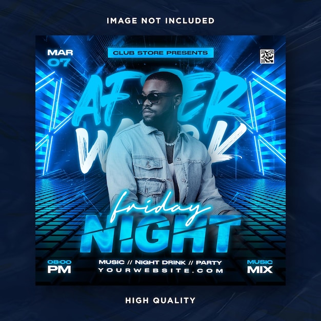 PSD night club party flyer template and social media design