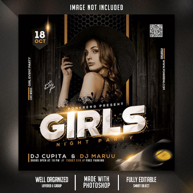 PSD night club party flyer template