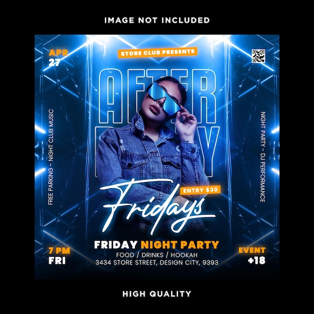 PSD night club party poster design flyer template